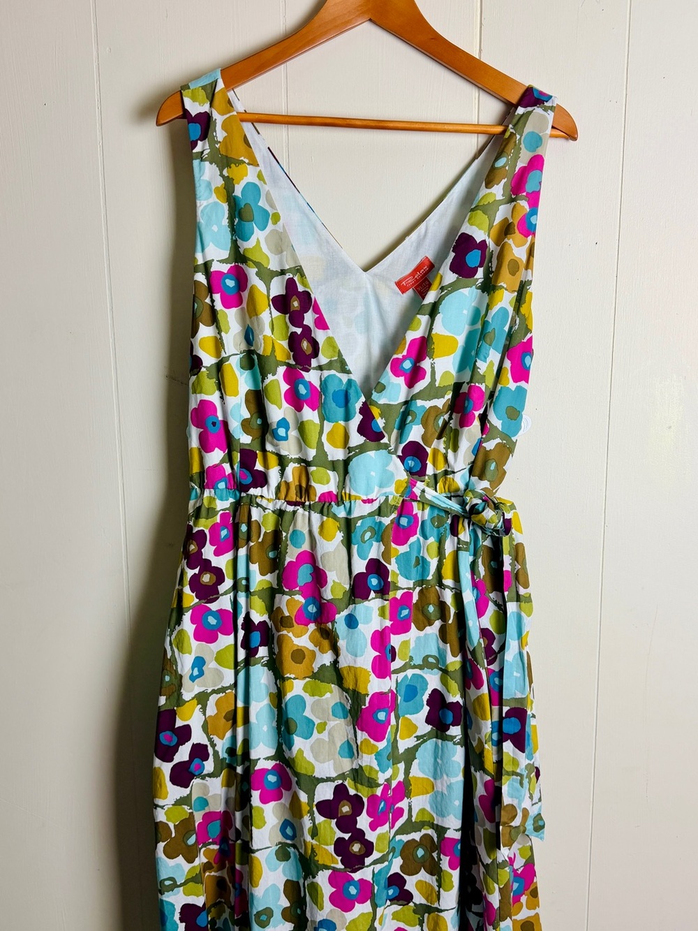 Tommy Bahama Multicolor Floral Wrap  Sundress - Aqua, Pink, Olive, Purple, Gold
